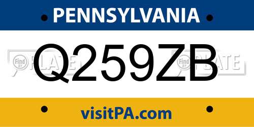 Q259ZB Pennsylvania License Plate
