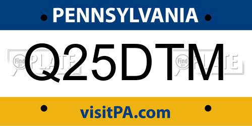 Q25DTM Pennsylvania License Plate