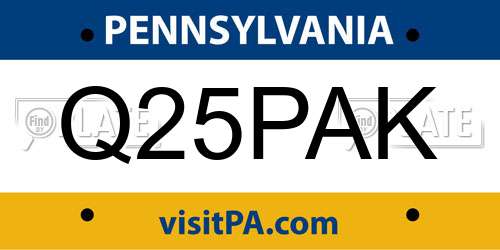 Q25PAK Pennsylvania License Plate