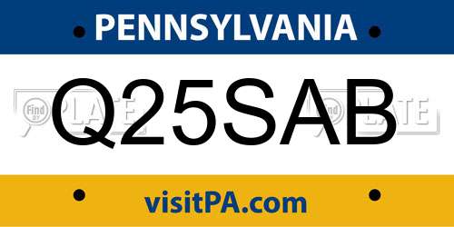 Q25SAB Pennsylvania License Plate