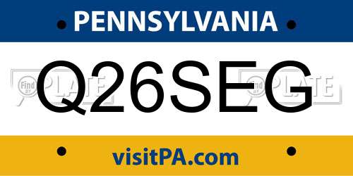 Q26SEG Pennsylvania License Plate