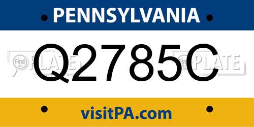 Q2785C Pennsylvania License Plate