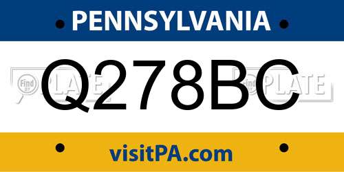 Q278BC Pennsylvania License Plate