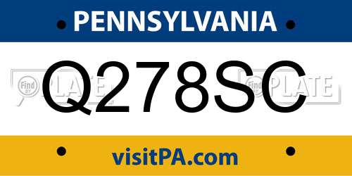 Q278SC Pennsylvania License Plate