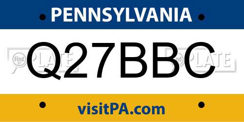 Q27BBC Pennsylvania License Plate