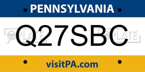 Q27SBC Pennsylvania License Plate