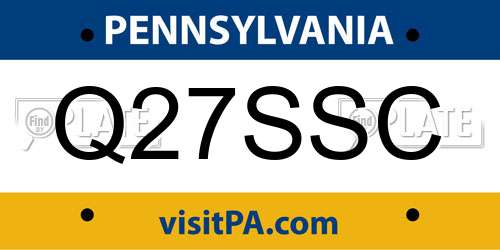 Q27SSC Pennsylvania License Plate
