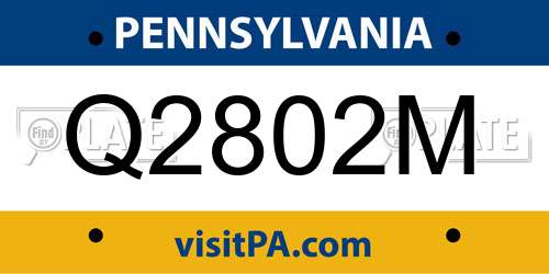 Q2802M Pennsylvania License Plate