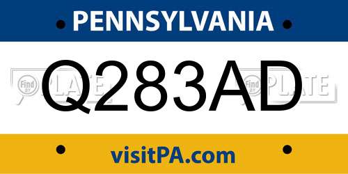 Q283AD Pennsylvania License Plate
