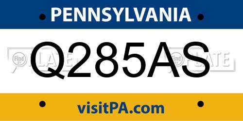 Q285AS Pennsylvania License Plate