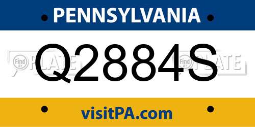 Q2884S Pennsylvania License Plate