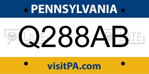 Q288AB Pennsylvania License Plate