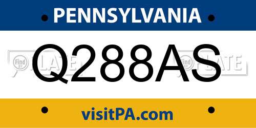 Q288AS Pennsylvania License Plate