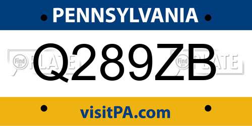 Q289ZB Pennsylvania License Plate