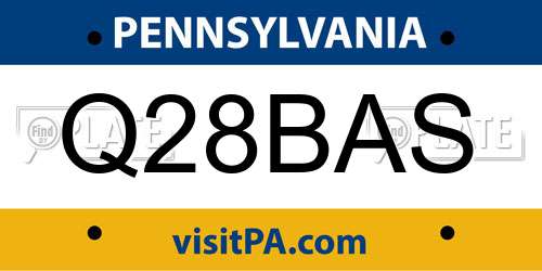 Q28BAS Pennsylvania License Plate
