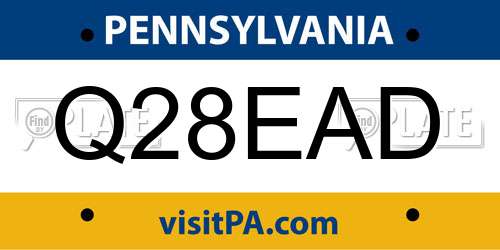 Q28EAD Pennsylvania License Plate