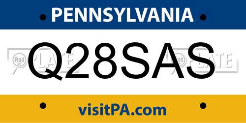 Q28SAS Pennsylvania License Plate