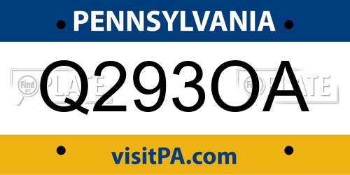 Q293OA Pennsylvania License Plate
