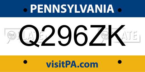 Q296ZK Pennsylvania License Plate