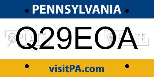 Q29EOA Pennsylvania License Plate