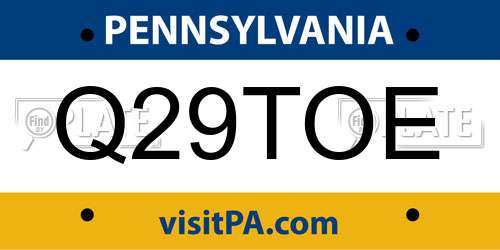 Q29TOE Pennsylvania License Plate