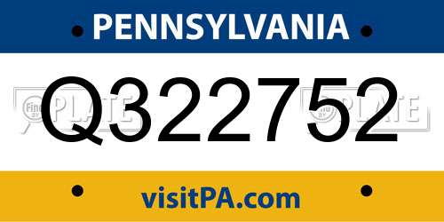 Q322752 Pennsylvania License Plate
