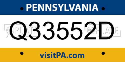 Q33552D Pennsylvania License Plate