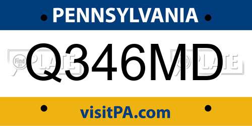 Q346MD Pennsylvania License Plate