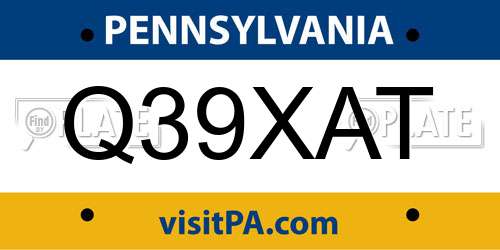 Q39XAT Pennsylvania License Plate