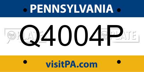 Q4004P Pennsylvania License Plate