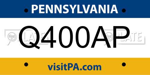Q400AP Pennsylvania License Plate