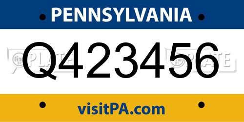 Q423456 Pennsylvania License Plate