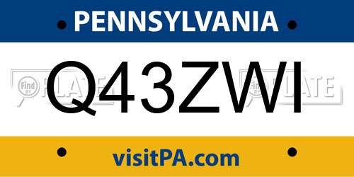 Q43ZWI Pennsylvania License Plate