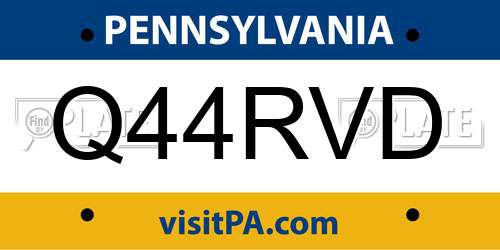 Q44RVD Pennsylvania License Plate