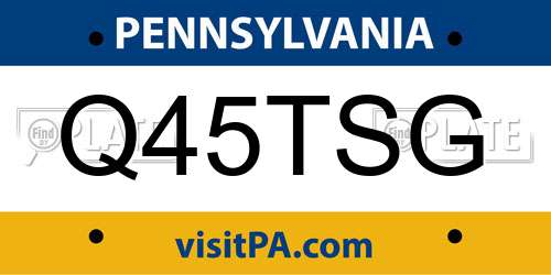 Q45TSG Pennsylvania License Plate