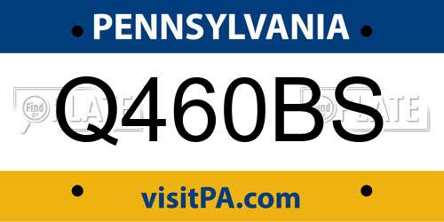 Q460BS Pennsylvania License Plate