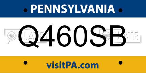 Q460SB Pennsylvania License Plate