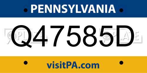 Q47585D Pennsylvania License Plate