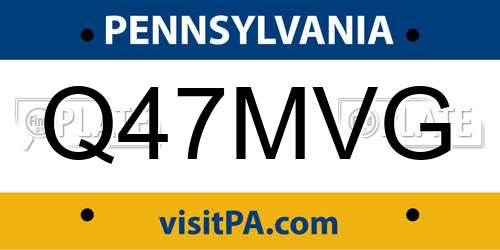 Q47MVG Pennsylvania License Plate