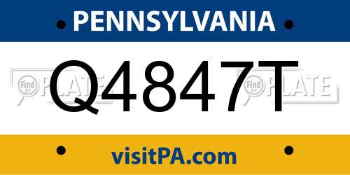 Q4847T Pennsylvania License Plate