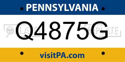 Q4875G Pennsylvania License Plate