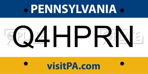 Q4HPRN Pennsylvania License Plate