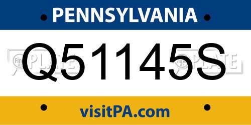 Q51145S Pennsylvania License Plate