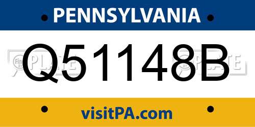 Q51148B Pennsylvania License Plate