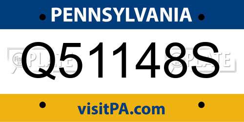 Q51148S Pennsylvania License Plate