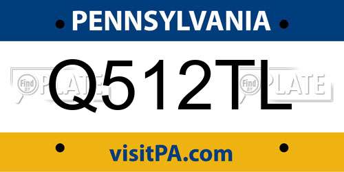 Q512TL Pennsylvania License Plate