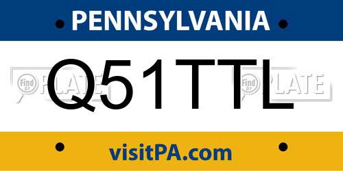 Q51TTL Pennsylvania License Plate
