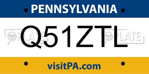 Q51ZTL Pennsylvania License Plate