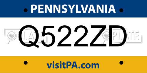 Q522ZD Pennsylvania License Plate