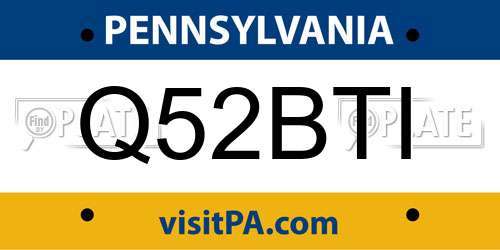 Q52BTI Pennsylvania License Plate